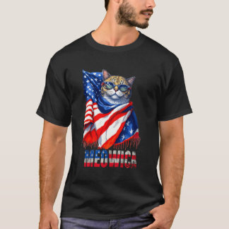 Cat おもしろい Meowica 7月4日Men Women Usa国旗M Tシャツ