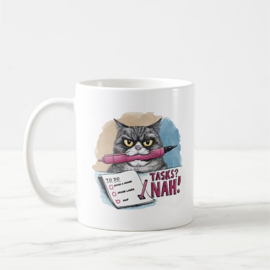 Cat おもしろい To Doリスト コーヒーマグカップ (左)