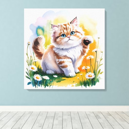 Cat キャンバスプリント (インサイチュ (ウッドフロア))