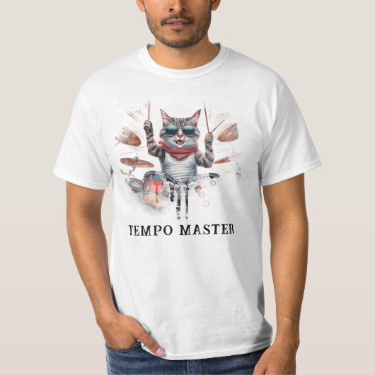 *~* Cat クール AP91 DRUMMERカラーパーカッショニスト Tシャツ (正面)