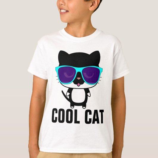 CAT クール Kidsおもしろい Boys T-shirts Tシャツ (正面)