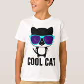 CAT クール Kidsおもしろい Boys T-shirts Tシャツ (正面)