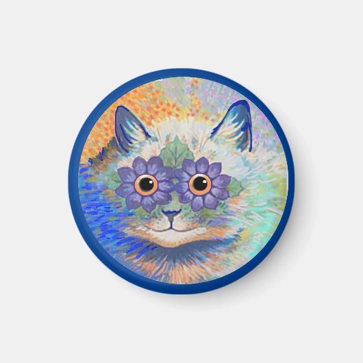 Cat, サイケデリック by Louis Wain,Button Keychain Mag(Cat マグネット (正面)