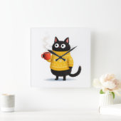 cat  スクエア壁時計 (ホーム)