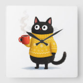 cat  スクエア壁時計 (正面)