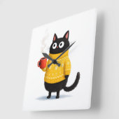 cat  スクエア壁時計 (傾斜)