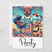 CAT バーベキュー パーティー 4th of July 独立記念日 招待状 (正面)