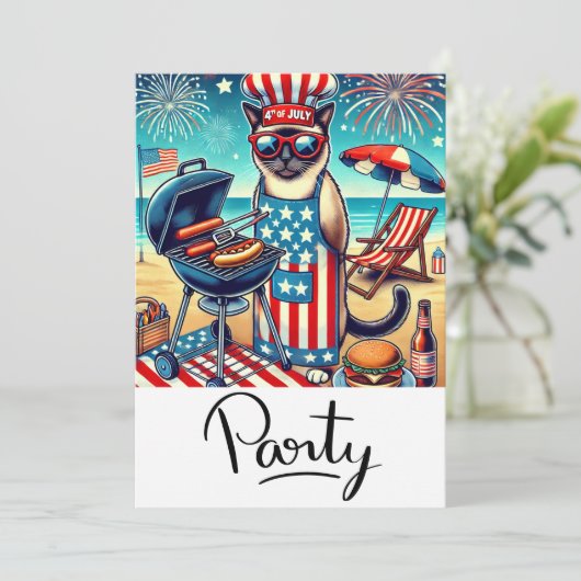 CAT バーベキュー パーティー 4th of July 独立記念日 招待状 (スタンド正面)