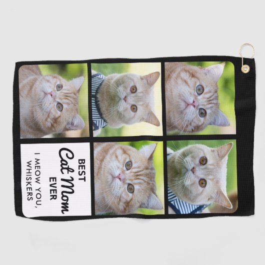 CAT 最高の MOM Ever - Golfパーソナライズされた - 5枚の写真 ゴルフタオル (横)