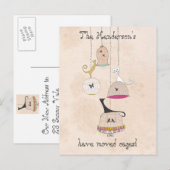 Cat 熱狂する Lady Cats in Birdcagesの住所の変更 案内ポストカード (正面/裏面)