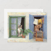 CAT 絵画の ポストカード (正面/裏面)