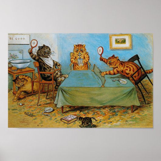 Cat 遊Table Tennis、Louis Wain ポスター (正面)