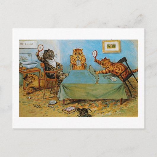 Cat 遊Table Tennis、Louis Wain ポストカード (正面)