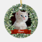 Cat 2サイド2フォトリース名Year セラミックオーナメント (正面)