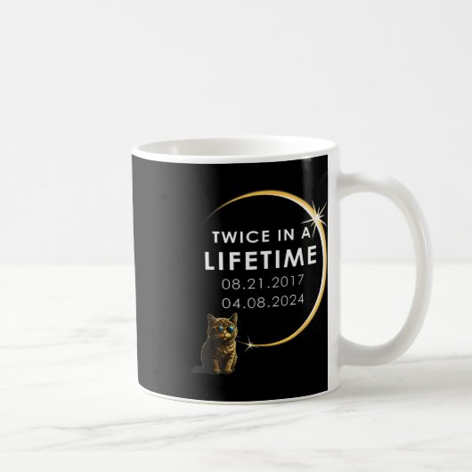 Cat 2024の太陽の皆既日食 コーヒーマグカップ (右)