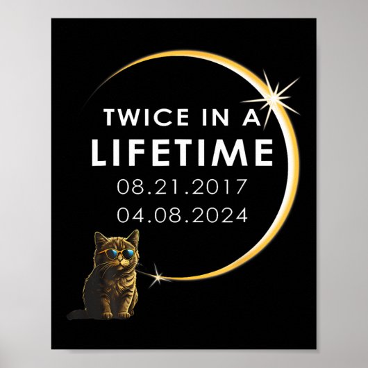 Cat 2024の太陽の皆既日食 ポスター (正面)