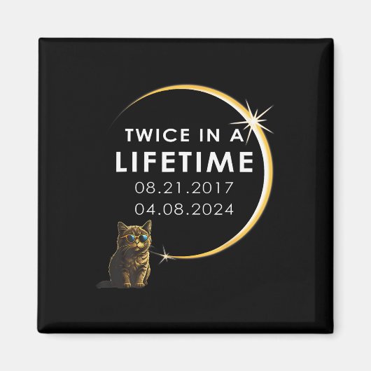 Cat 2024の太陽の皆既日食 マグネット (正面)
