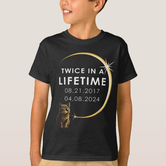 Cat 2024の太陽の皆既日食 tシャツ (正面)