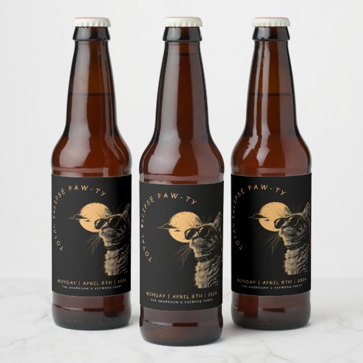 Cat 2024トータル太陽のEclipse表示パーティーInvi ビールラベル (ボトル)
