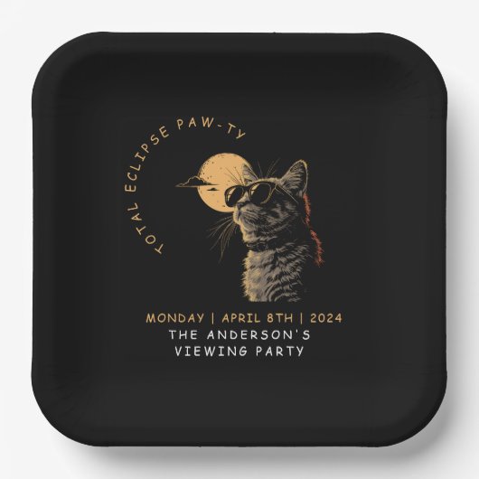 Cat 2024トータル太陽のEclipse表示パーティーInvi ペーパープレート (正面)