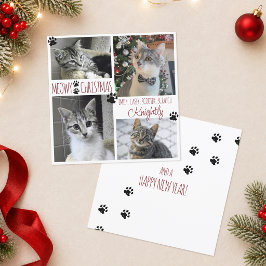 Cat 4おもしろいフォトポープリントMEOWY CHRISTMASカード カード