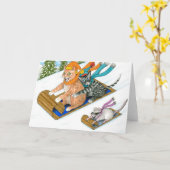 Cat 435グリーティおもしろいングカード カード (黄色い花)