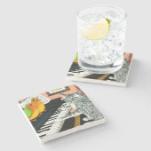 Cat 457 playing Piano Birds ストーンコースター (横)