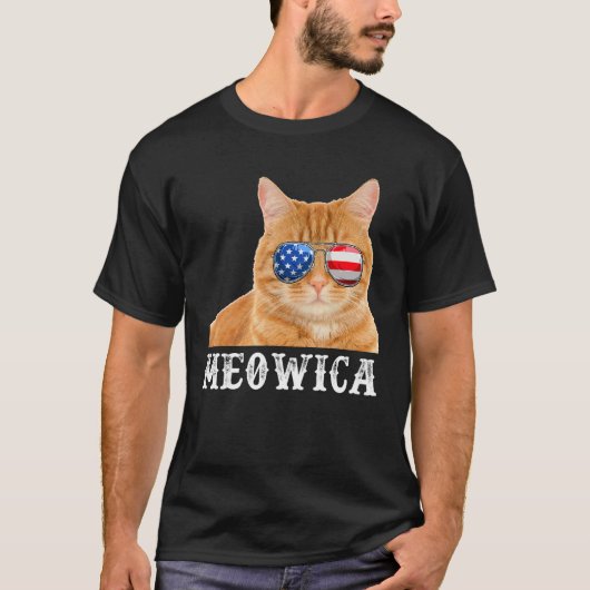 Cat 4 Of 7月Kitten Mericaアメリカ国旗 Tシャツ (正面)