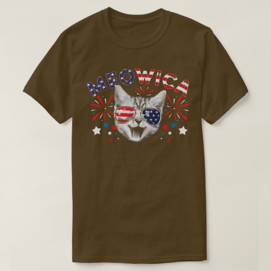 Cat 4th Of July American Flag Meowica Patriotic Ca Tシャツ (デザイン正面)