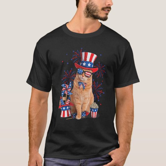 Cat 4th Of July  Mericat Merica Men USA American F Tシャツ (正面)