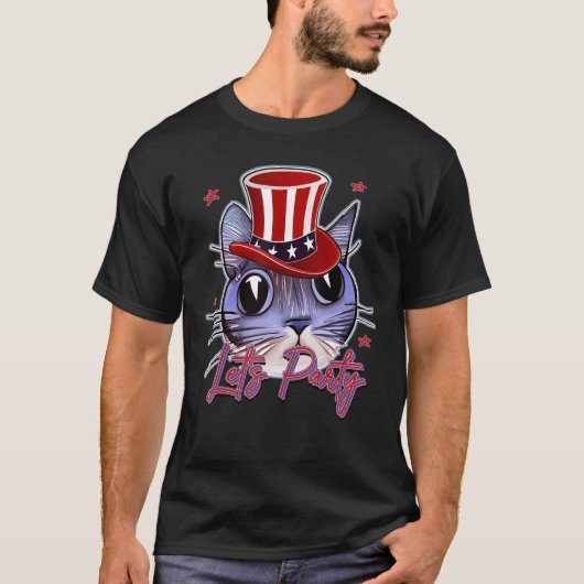 Cat 4th of July Patriotic Tシャツ (正面)
