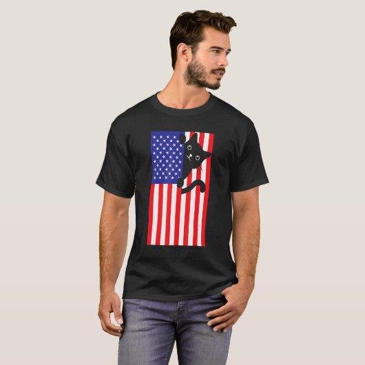 Cat 4th Of July US Flag Patriotic American 1 Tシャツ (正面フル)