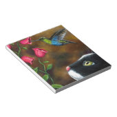 Cat 571 Tuxedo with Hummingbird ノートパッド (アングル)