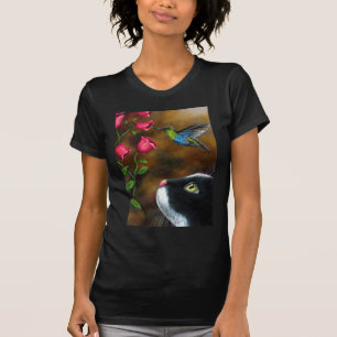 Cat 571 Tuxedo with Hummingbird Tシャツ