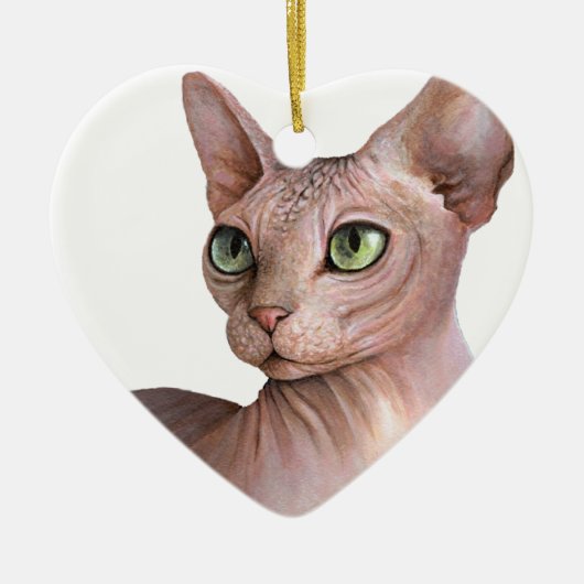 Cat 578 Sphynx white background セラミックオーナメント (正面)