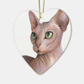 Cat 578 Sphynx white background セラミックオーナメント (左)