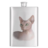 Cat 578 Sphynx white background フラスク (正面)