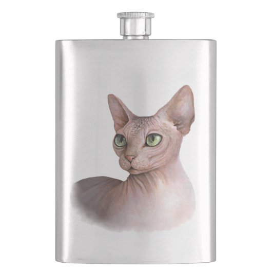 Cat 578 Sphynx white background フラスク (正面)