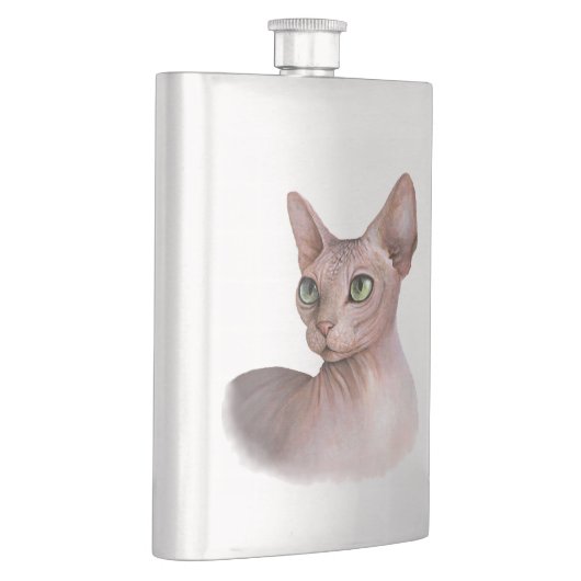 Cat 578 Sphynx white background フラスク (右)