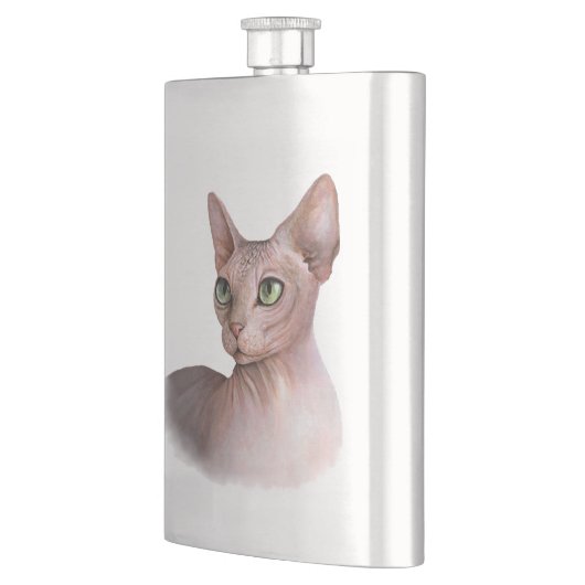 Cat 578 Sphynx white background フラスク (左)