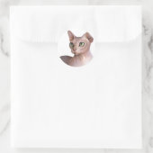 Cat 578 Sphynx white background ラウンドシール (バッグ)