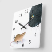 Cat 604ブラックキャットマウス スクエア壁時計 (傾斜)