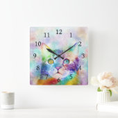 cat 663色数々の猫 スクエア壁時計 (ホーム)