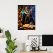 Cat Alchemist Fantasy Wizard Wall Art Poster ポスター (ホームオフィス)