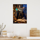Cat Alchemist Fantasy Wizard Wall Art Poster ポスター (キッチン)