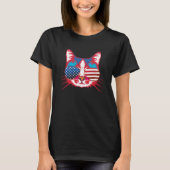 Cat  America Patriotic 4th July Independence Sungl Tシャツ (正面)