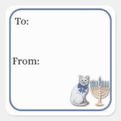 Cat and a Menorah Sticker スクエアシール (正面)