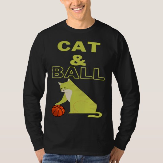 Cat and Ball cat holding a basketball with its paw Tシャツ (正面)