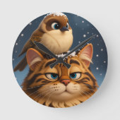 cat and bird ラウンド壁時計 (正面)
