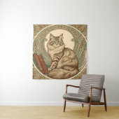 cat and books framed with geometrical ornament タペストリー (インサイチュ)